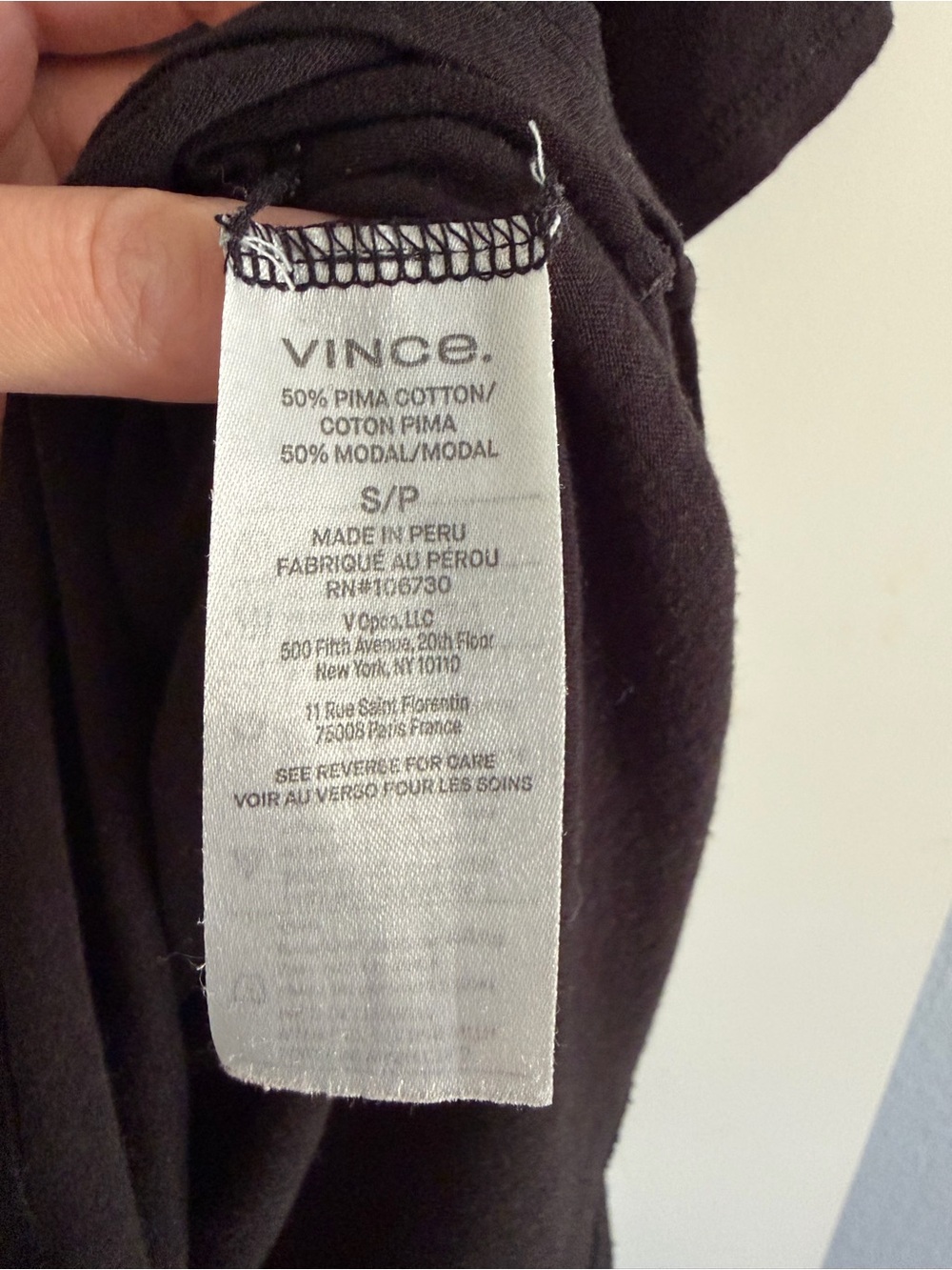Vince Women’s Black Short Sleeve Crew Tee - Picture 5 of 7